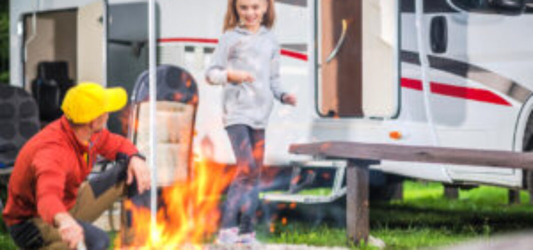 Family Campfire at RV Park in Midland Texas