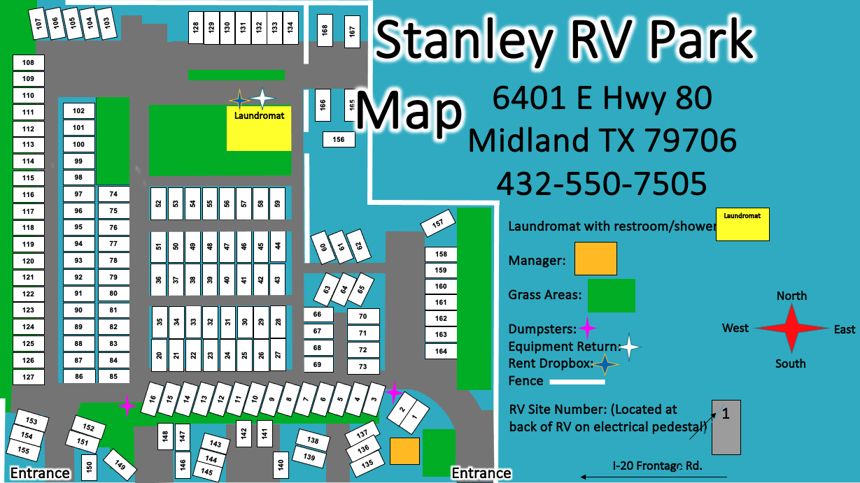 Stanley RV Park site map - midland tx rv park